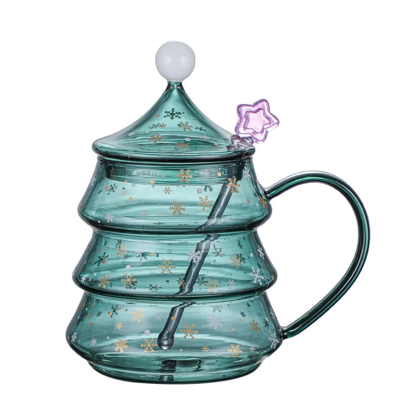 Christmas Tree Glass Coffee Mug thumbnail 2