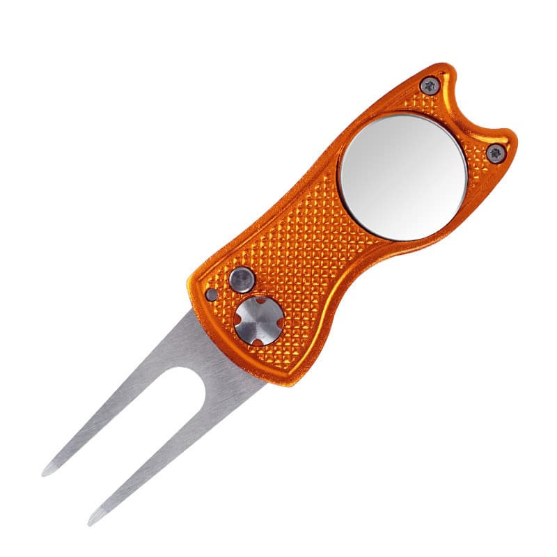 Metal Foldable Golf Divot Tool With Pop-Up Button