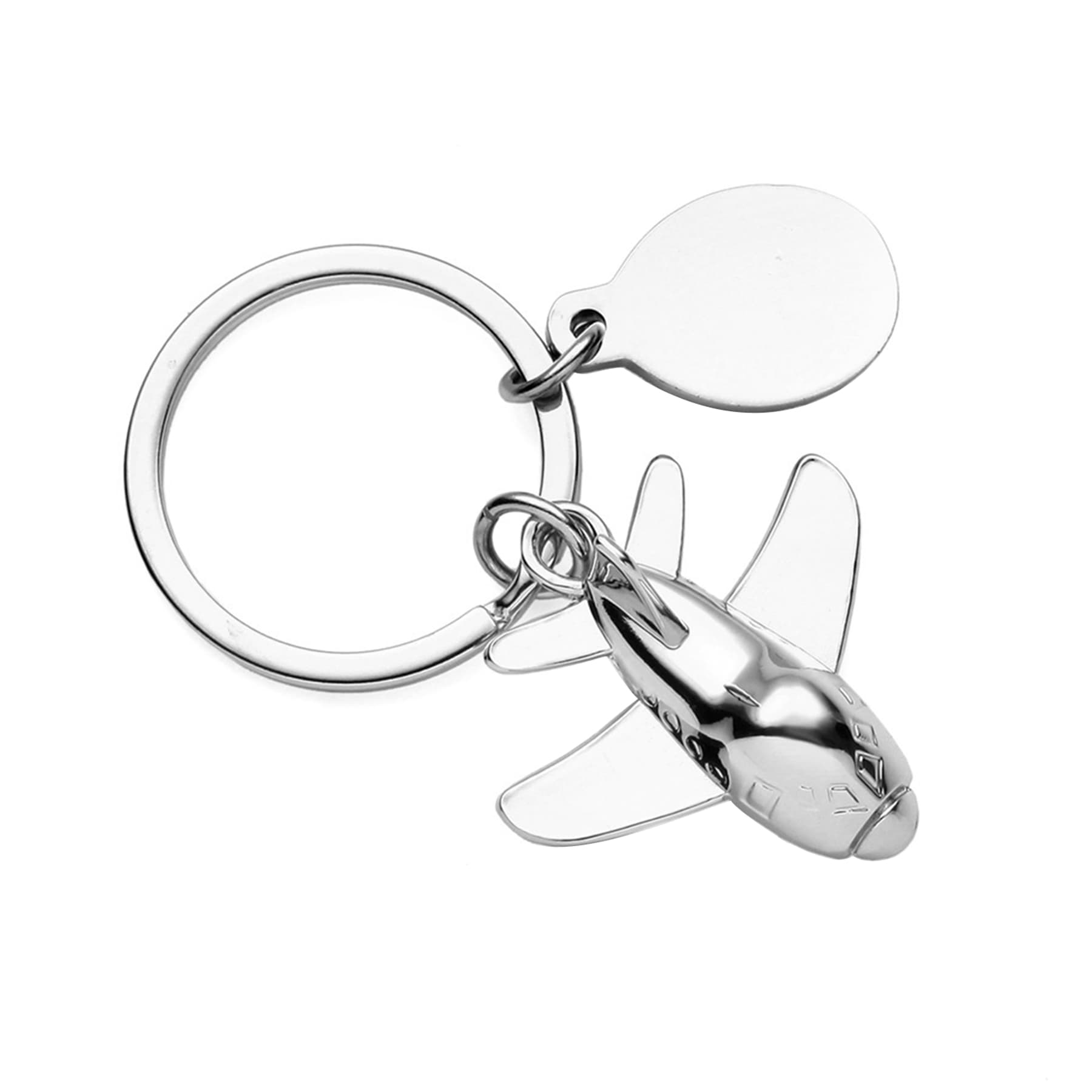 Fashion Polished Silver Airplane Shaped Keychain thumbnail 3