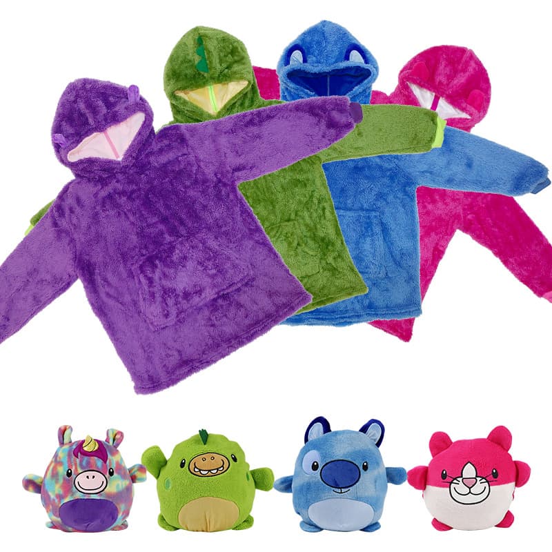 Oversized Kids Microfiber Wearable Blanket With Bag thumbnail 3