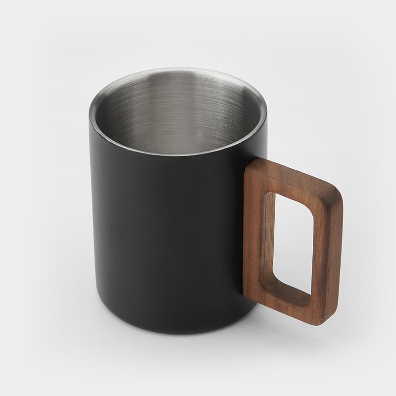 Double Wall Stainless Steel Mug With Walnut Wooden Handle thumbnail 11