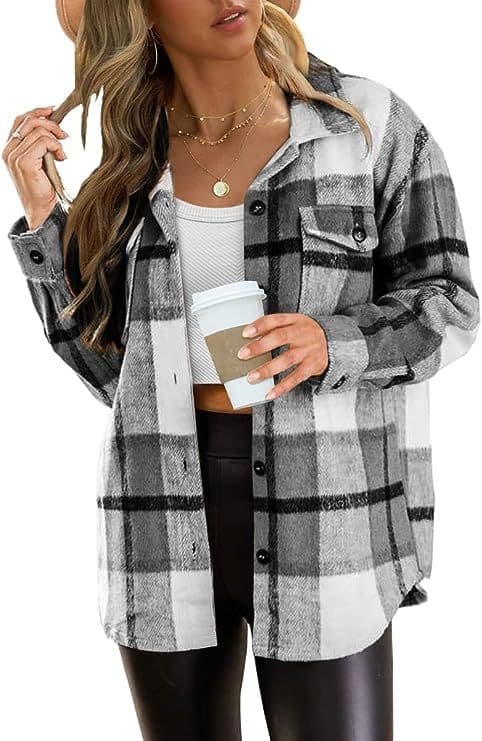 Casual Plaid Shacket Button Down Long Sleeve Shirt thumbnail 6