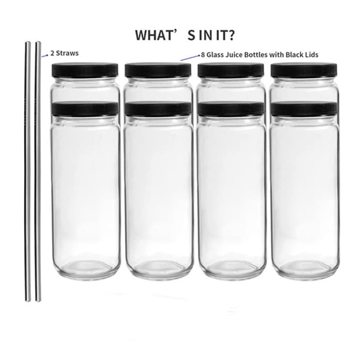 16 Oz Reusable Glass Water Juicing Bottle