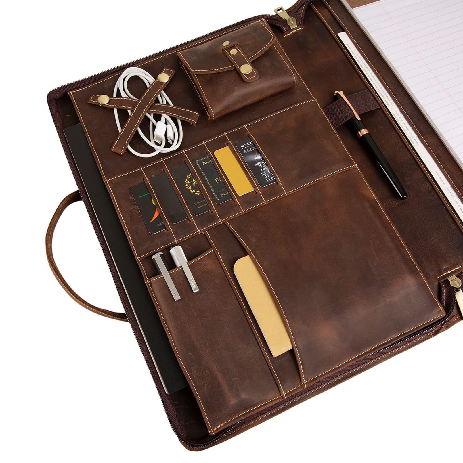 Personalized Genuine Leather Portfolio with Handle thumbnail 9