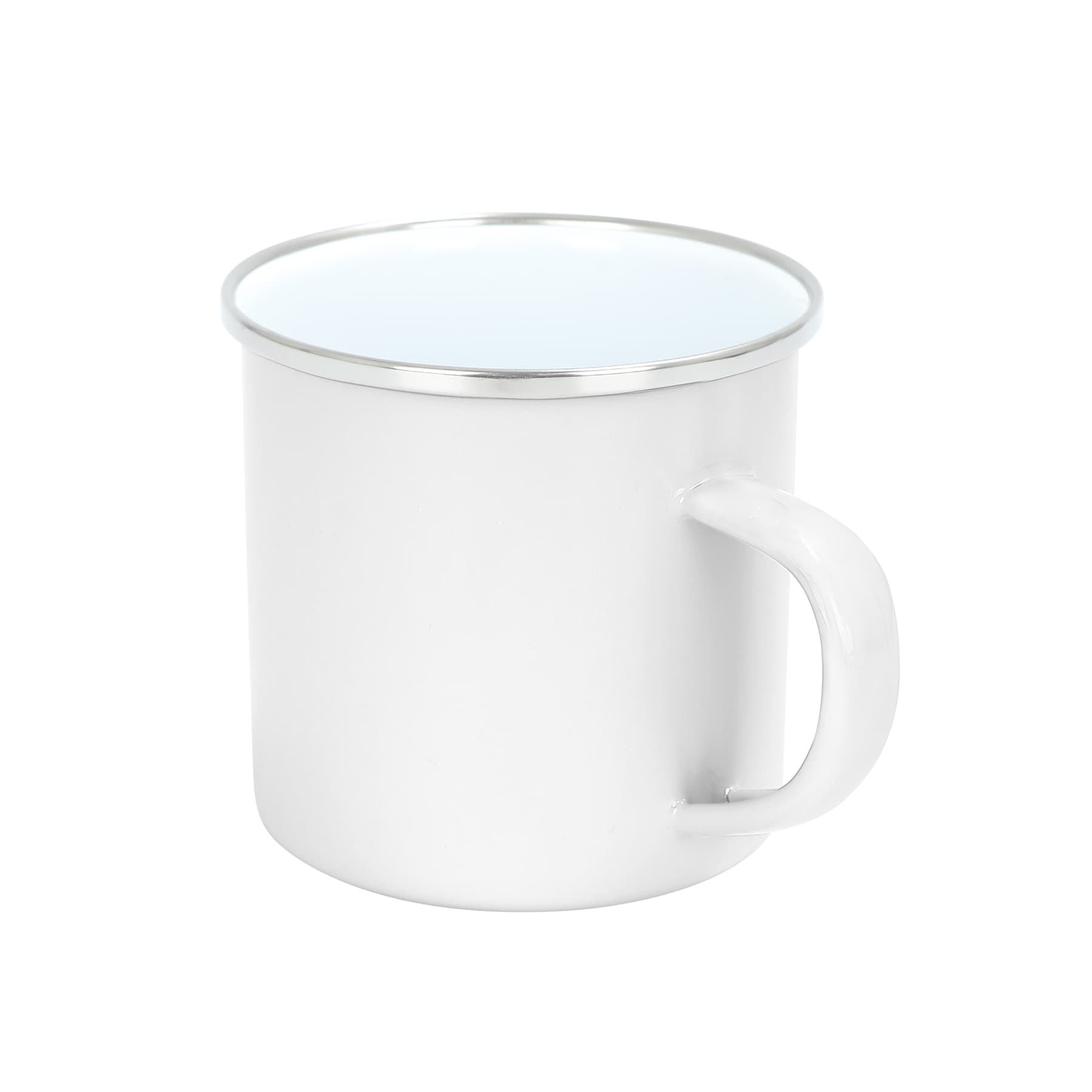 12Oz White Enamel Mug Silver Rim With Case thumbnail 5
