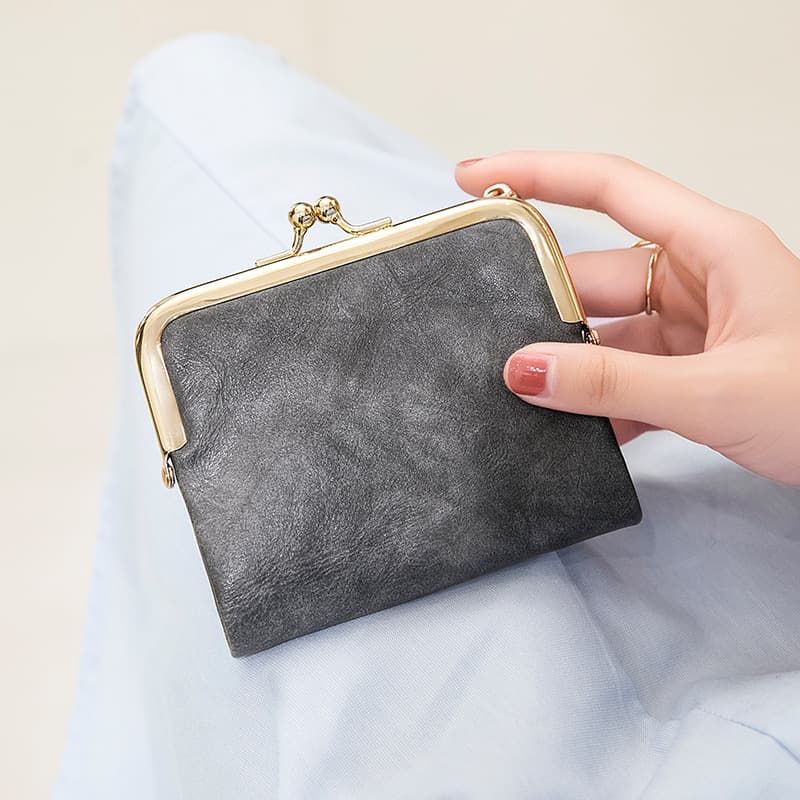 Ladies' coin purse with zipper and snap closure lock. thumbnail 2