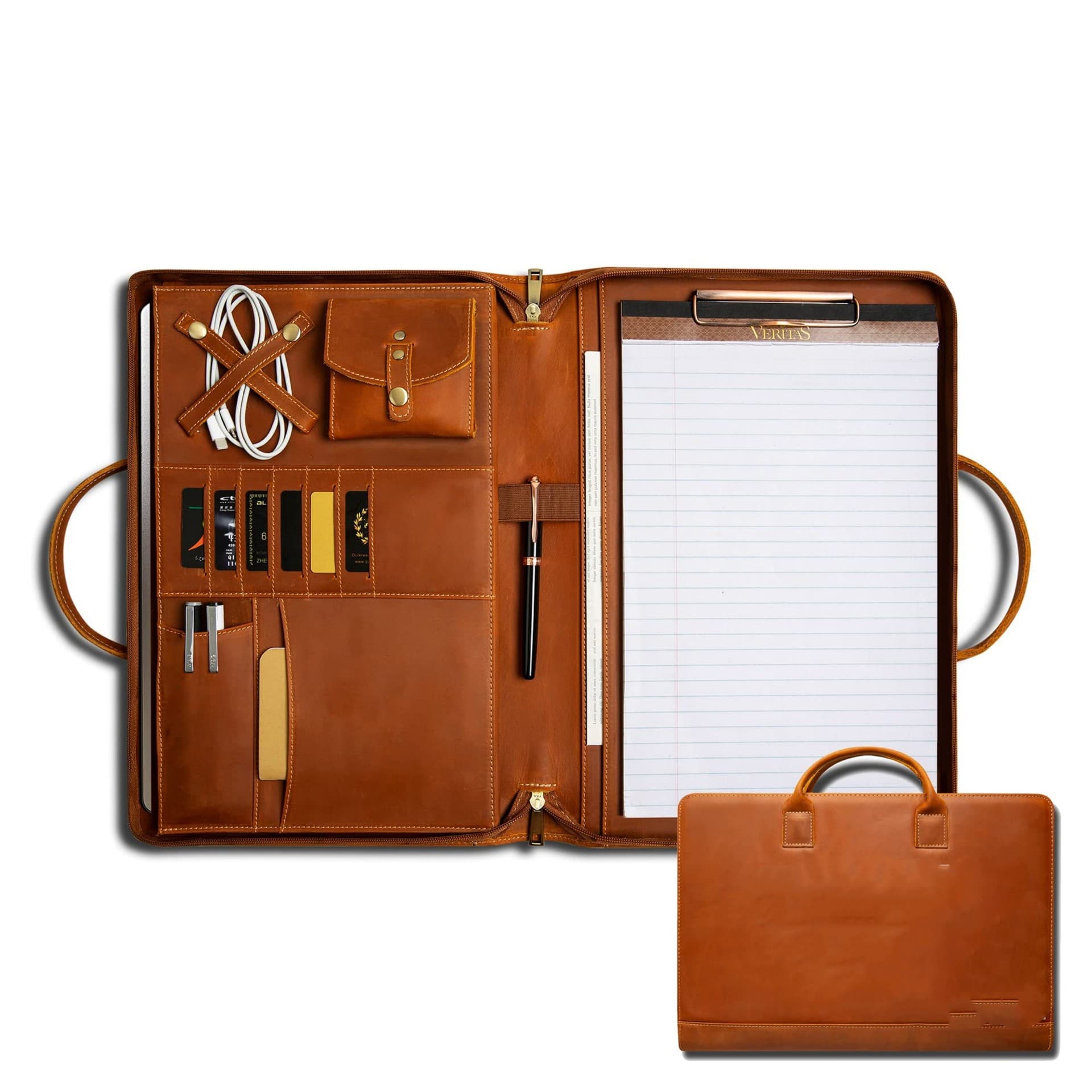 Personalized Genuine Leather Portfolio with Handle thumbnail 6