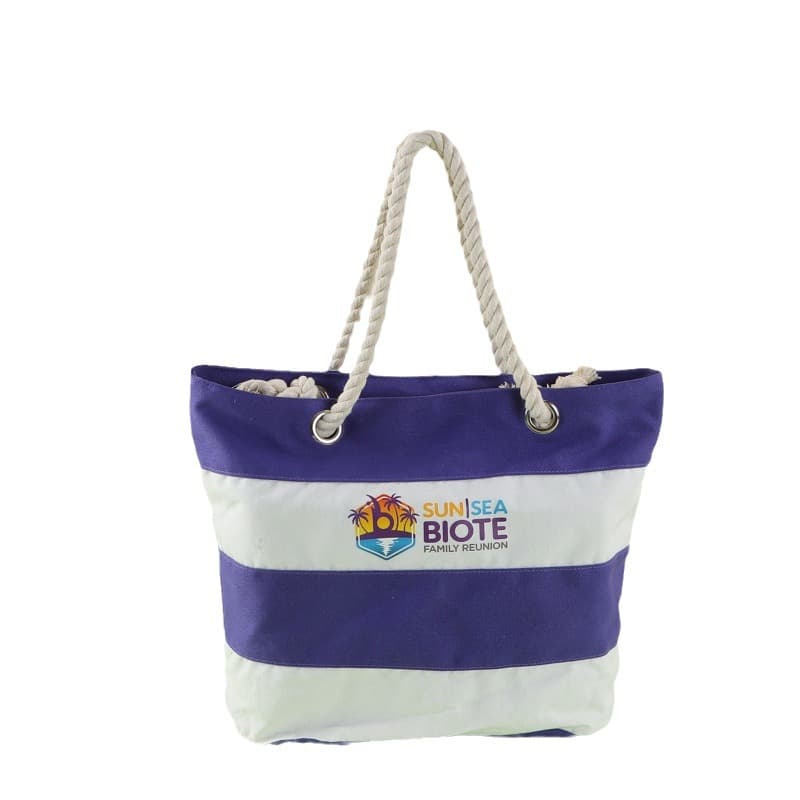 Striped Canvas Tote w/Rope Handle thumbnail 2
