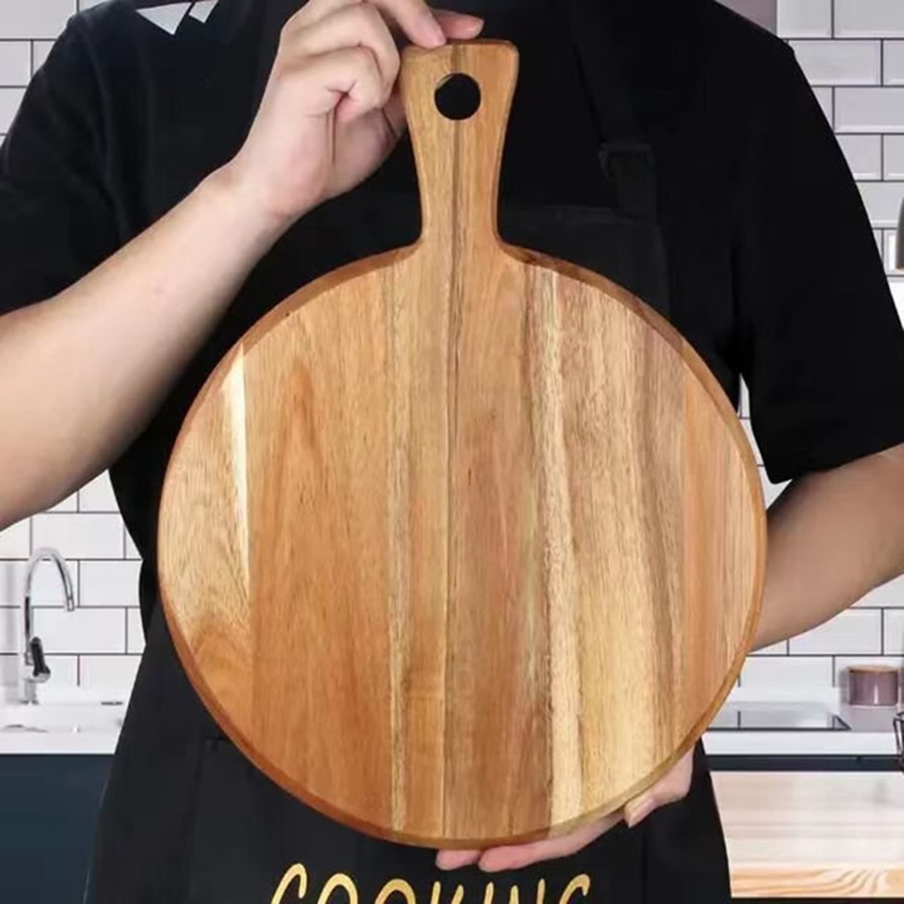 12" Cutting Board Wooden Pizza Board thumbnail 9