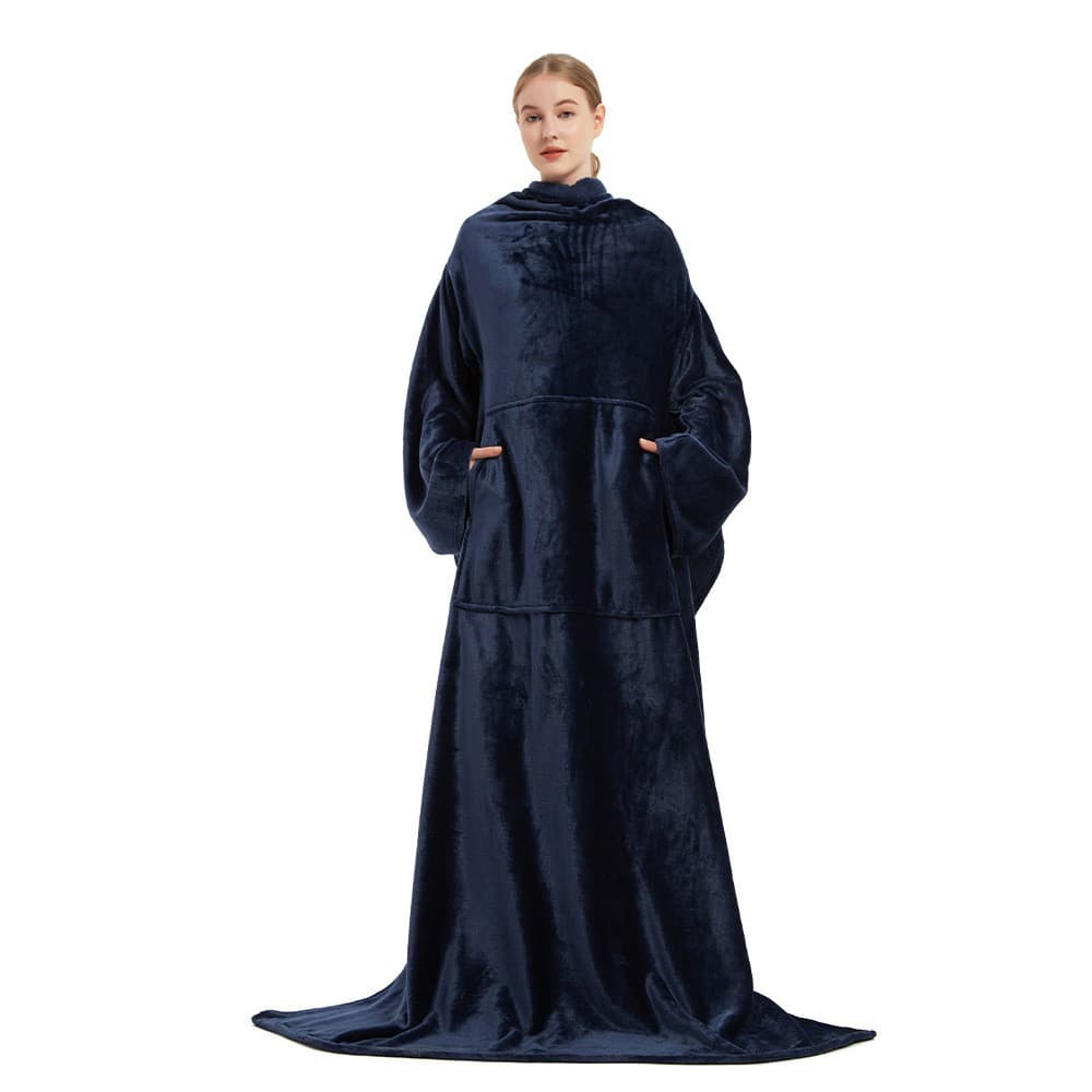Soft Warm Large Fleece Plush Sleeved Wrap Robe Blanket thumbnail 4