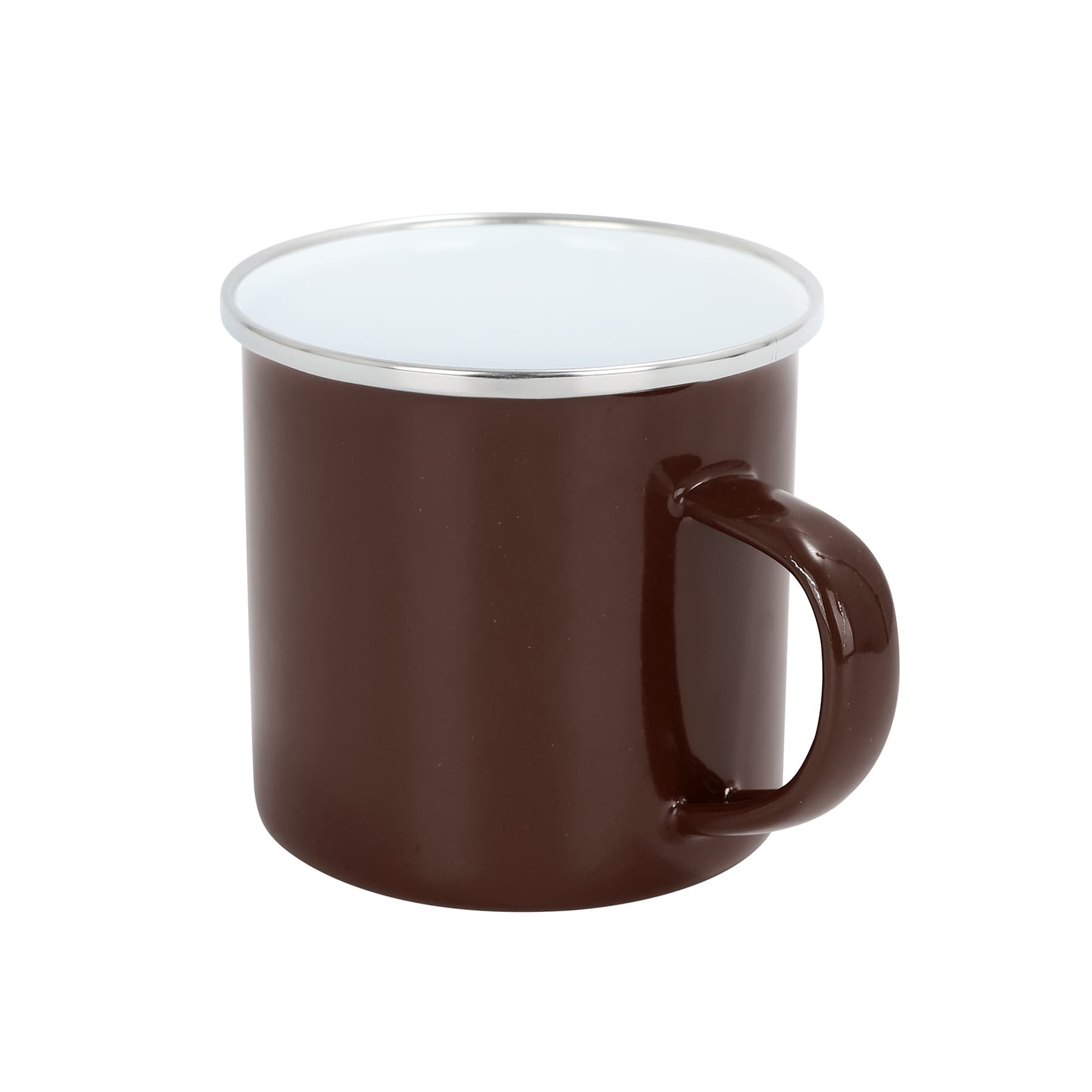 12Oz White Enamel Mug Silver Rim With Case thumbnail 2