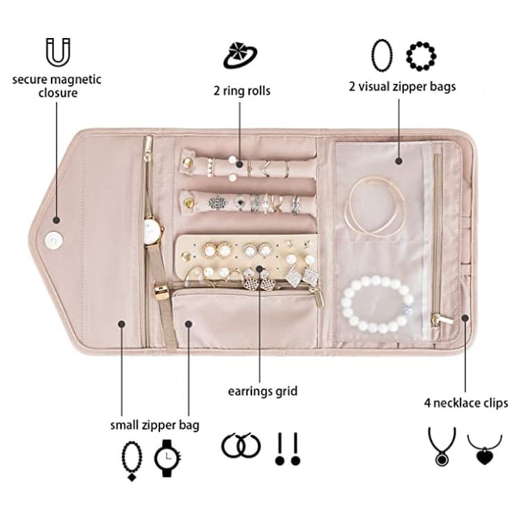 Travel Jewelry Bag Foldable Earring Storage Roll thumbnail 3