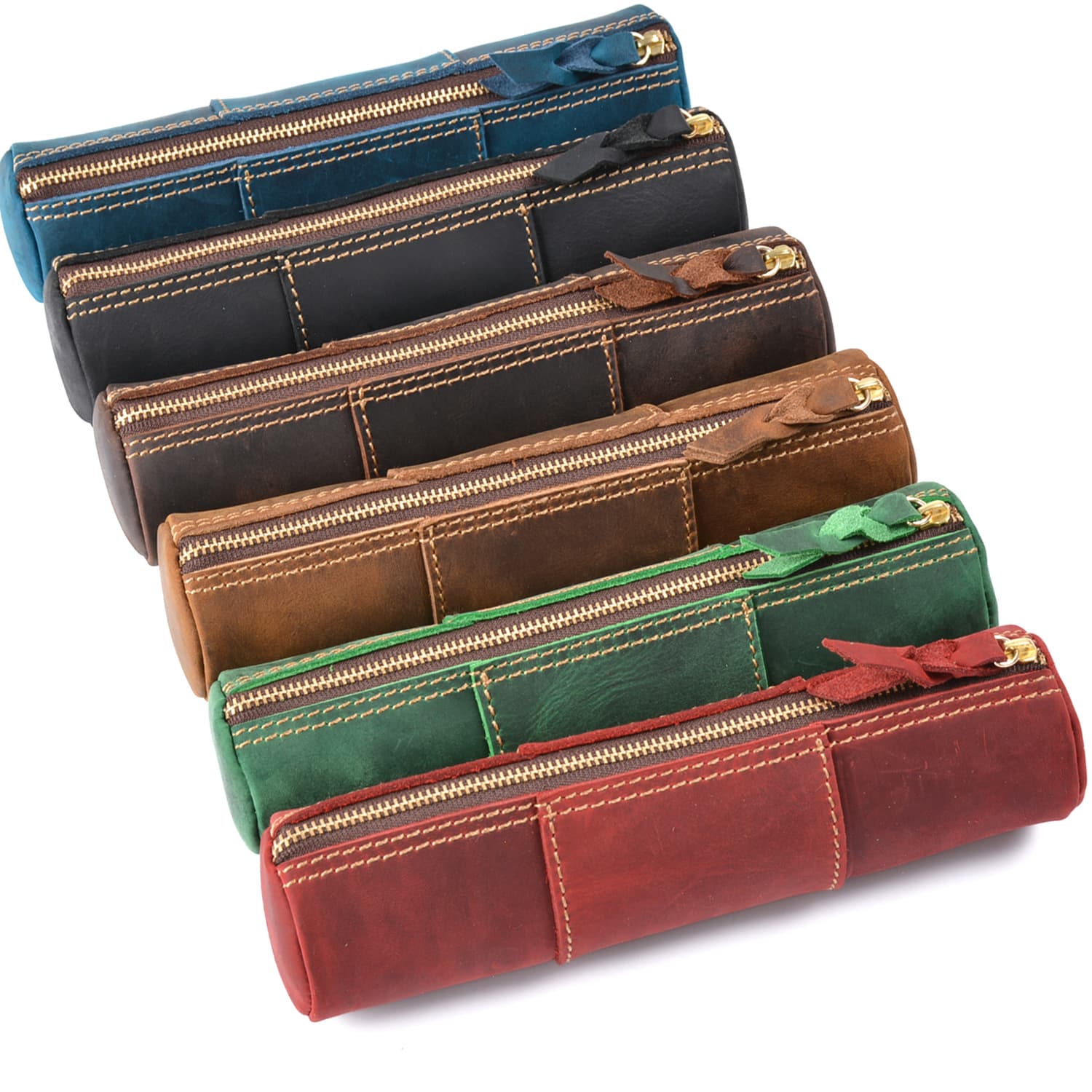 Genuine Leather Large Capacity Pen bags Pouch Pencil Case thumbnail 2