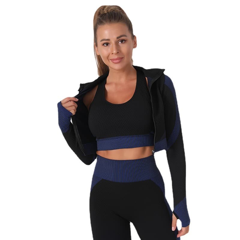 Seamless yoga suit female autumn and winter three sets thumbnail 8