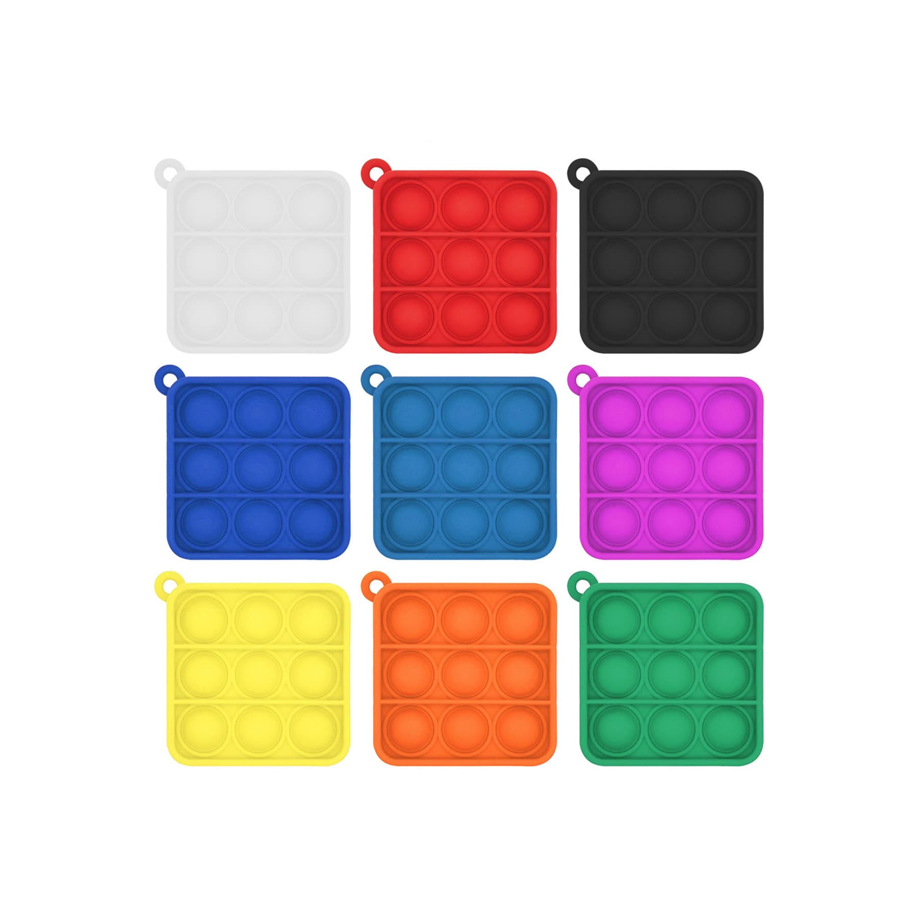 2.5"x2.5" Mini Square Fidget Pop It Keychain