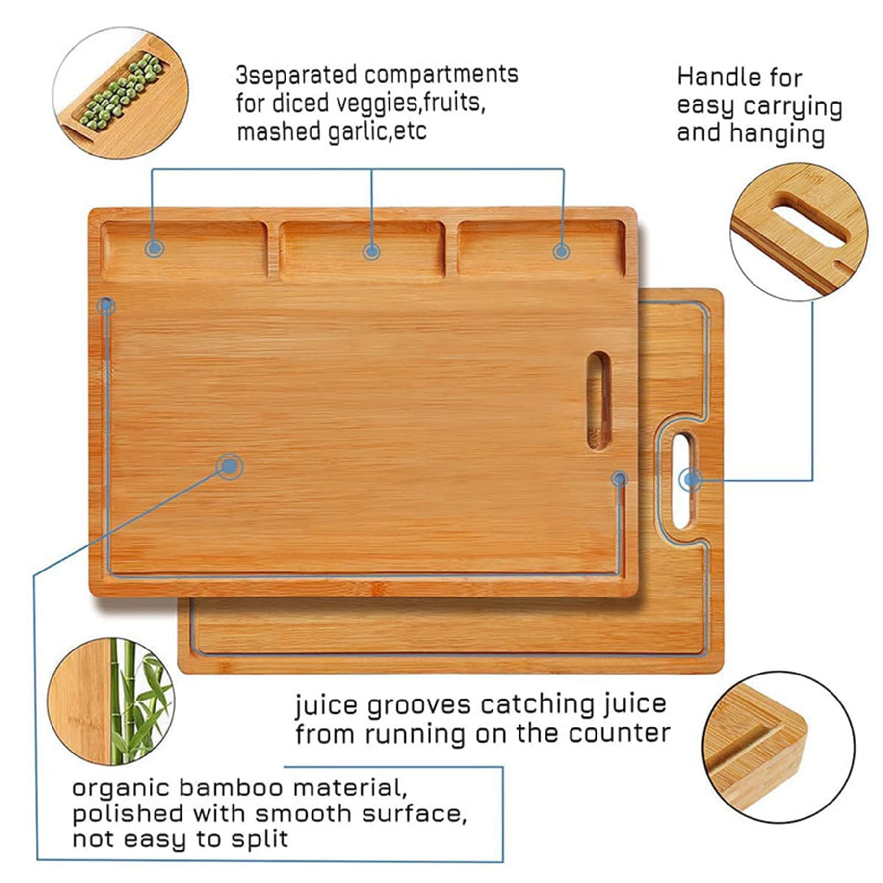 Bamboo Cutting Board For Kitchen thumbnail 7