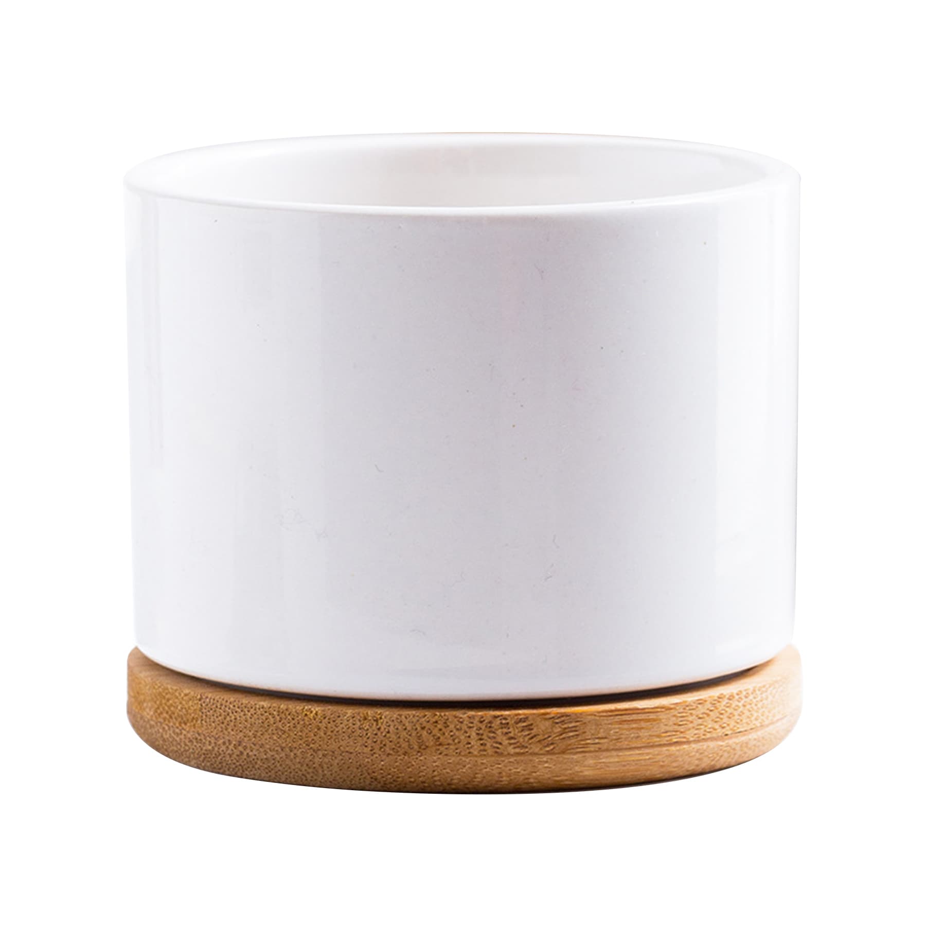 Ceramic Flower Planter Pot with Bamboo Tray thumbnail 2