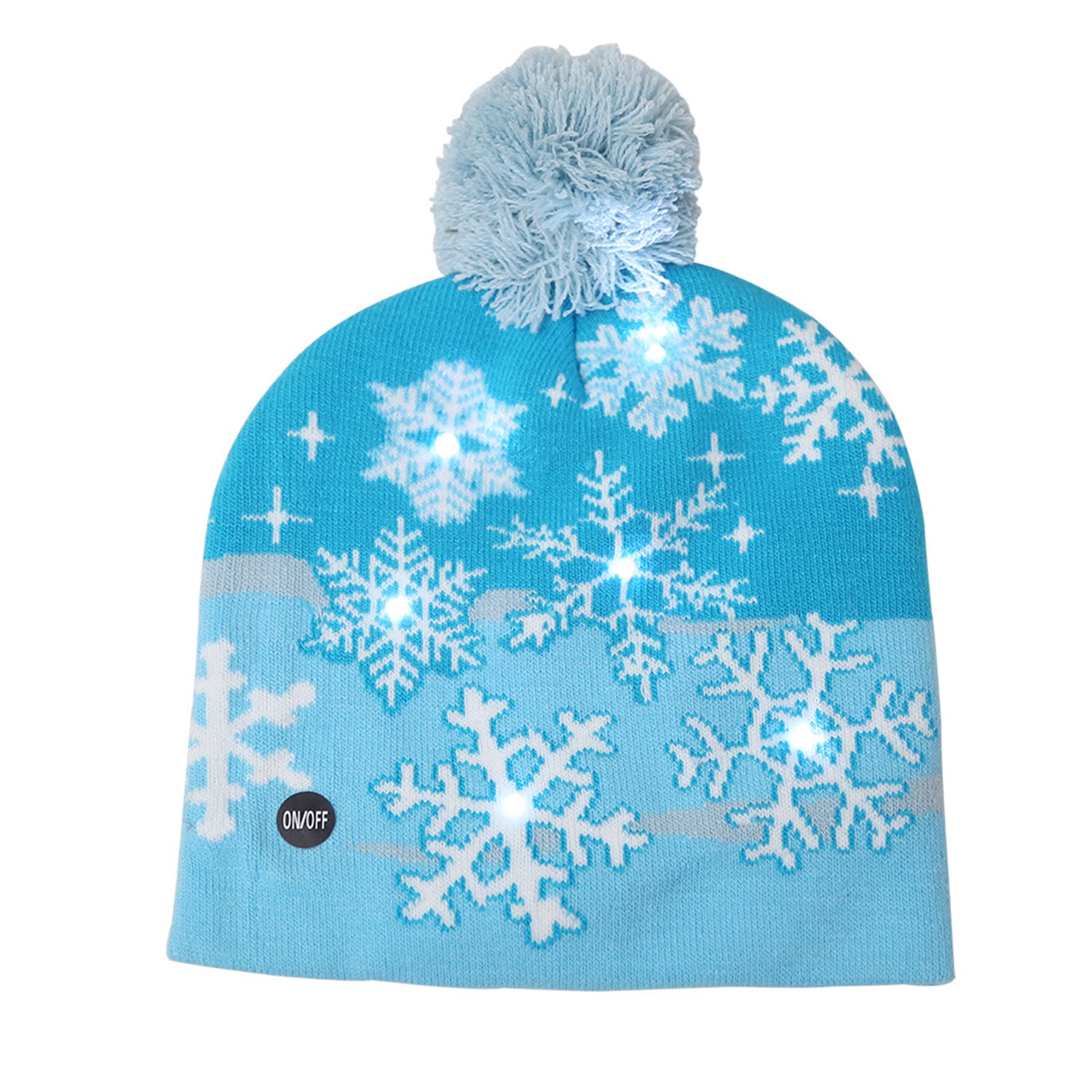 LED Christmas Kintted Beanie Cap with Pom thumbnail 2