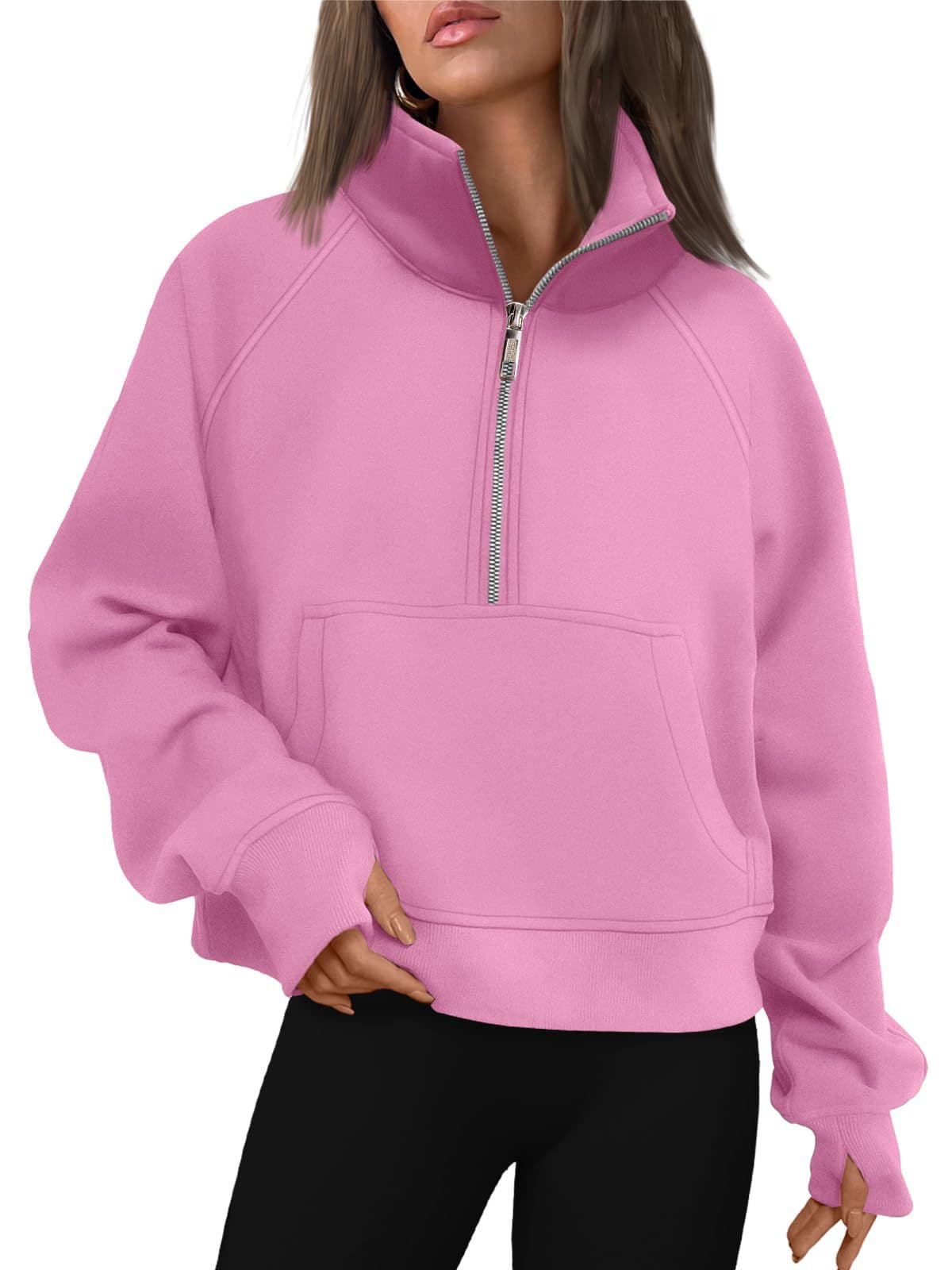 Sweatshirts Half Zip Cropped Pullover Fleece Quarter Zipper thumbnail 2