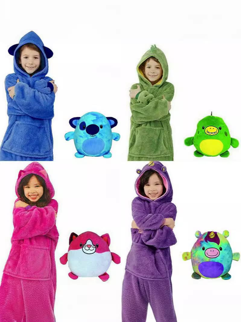 Oversized Kids Microfiber Wearable Blanket With Bag thumbnail 4