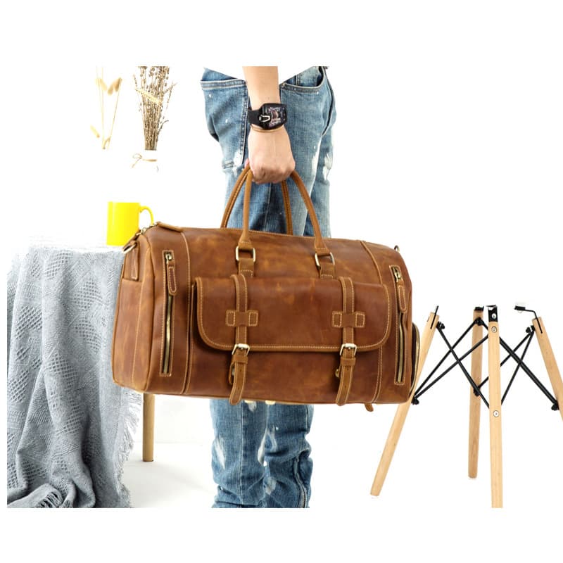 Vintage Leather Travel Duffle Luggage Bag thumbnail 5