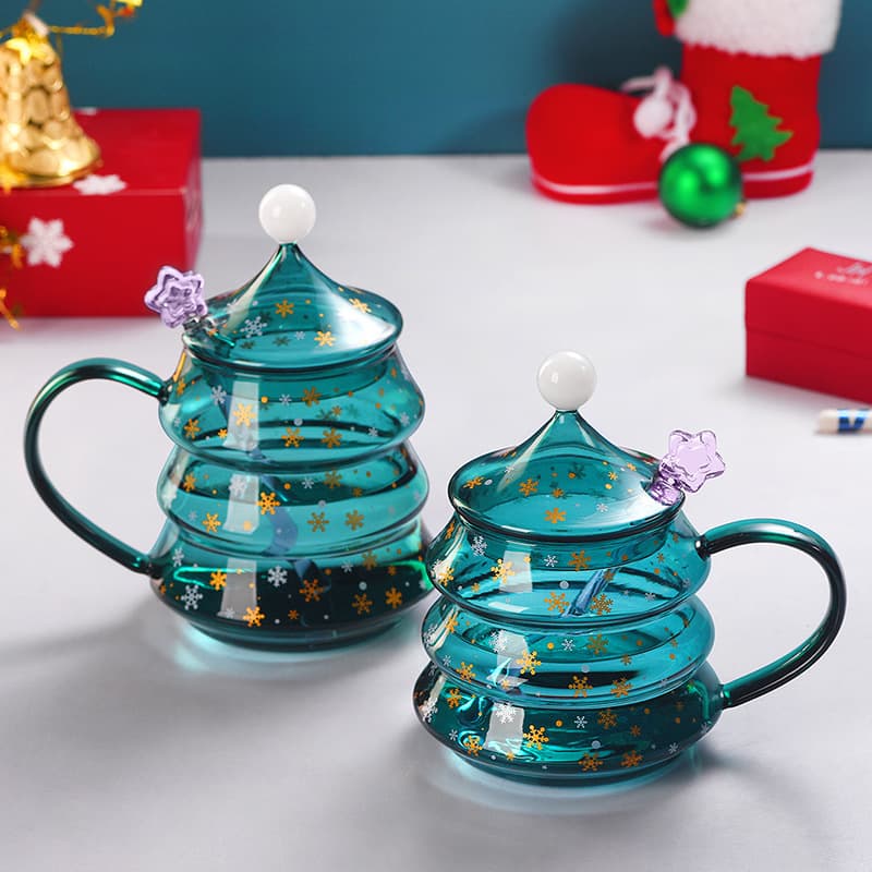 Christmas Tree Glass Coffee Mug thumbnail 4