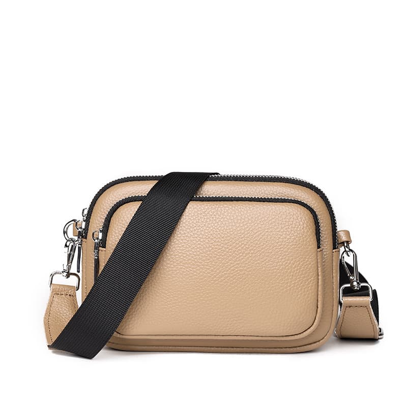 Real Leather Double layer pockets Crossbody Bag thumbnail 14