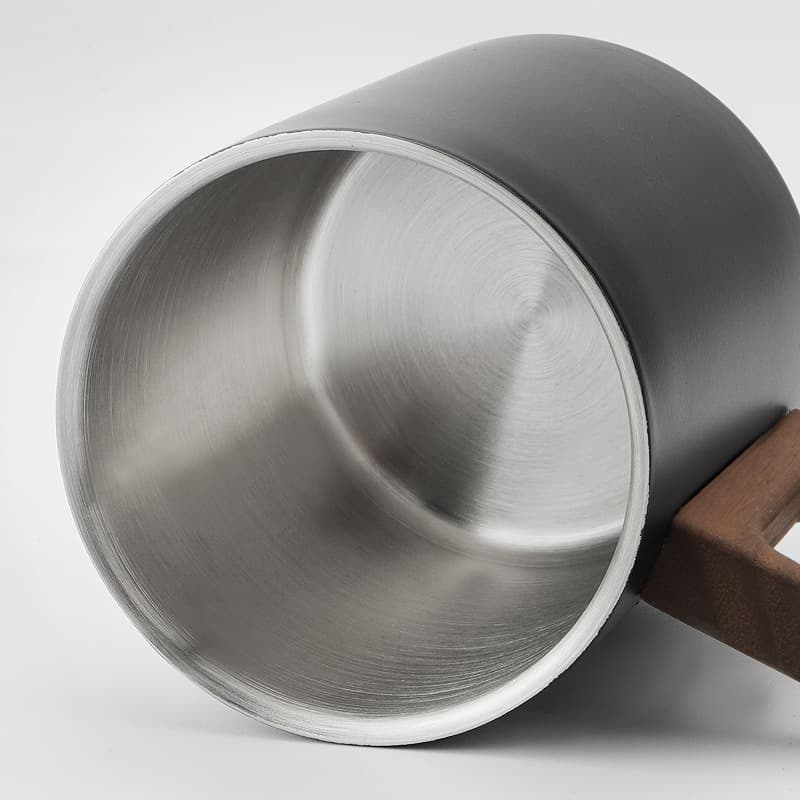 Double Wall Stainless Steel Mug With Walnut Wooden Handle thumbnail 10