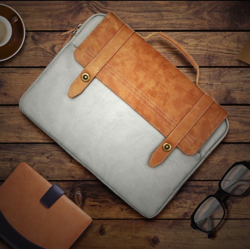 14 Inches Portable Leather Laptop Handbag thumbnail 2