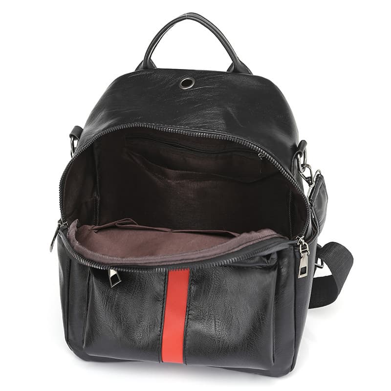 Pu Leather Black Backpack