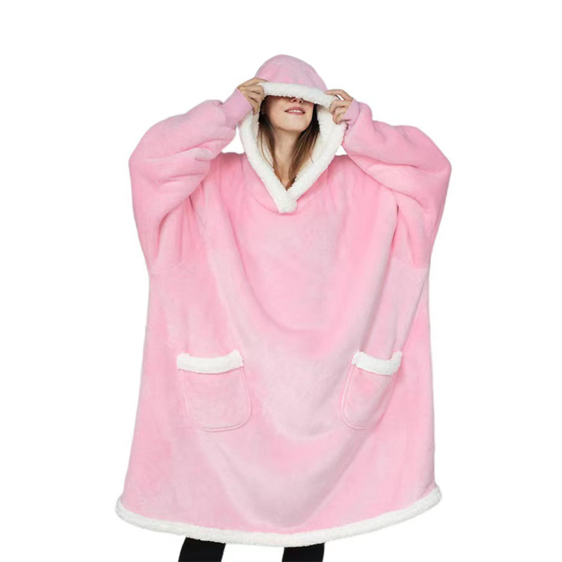 Wearable Fleece Hooded Blanket with Pocket thumbnail 2