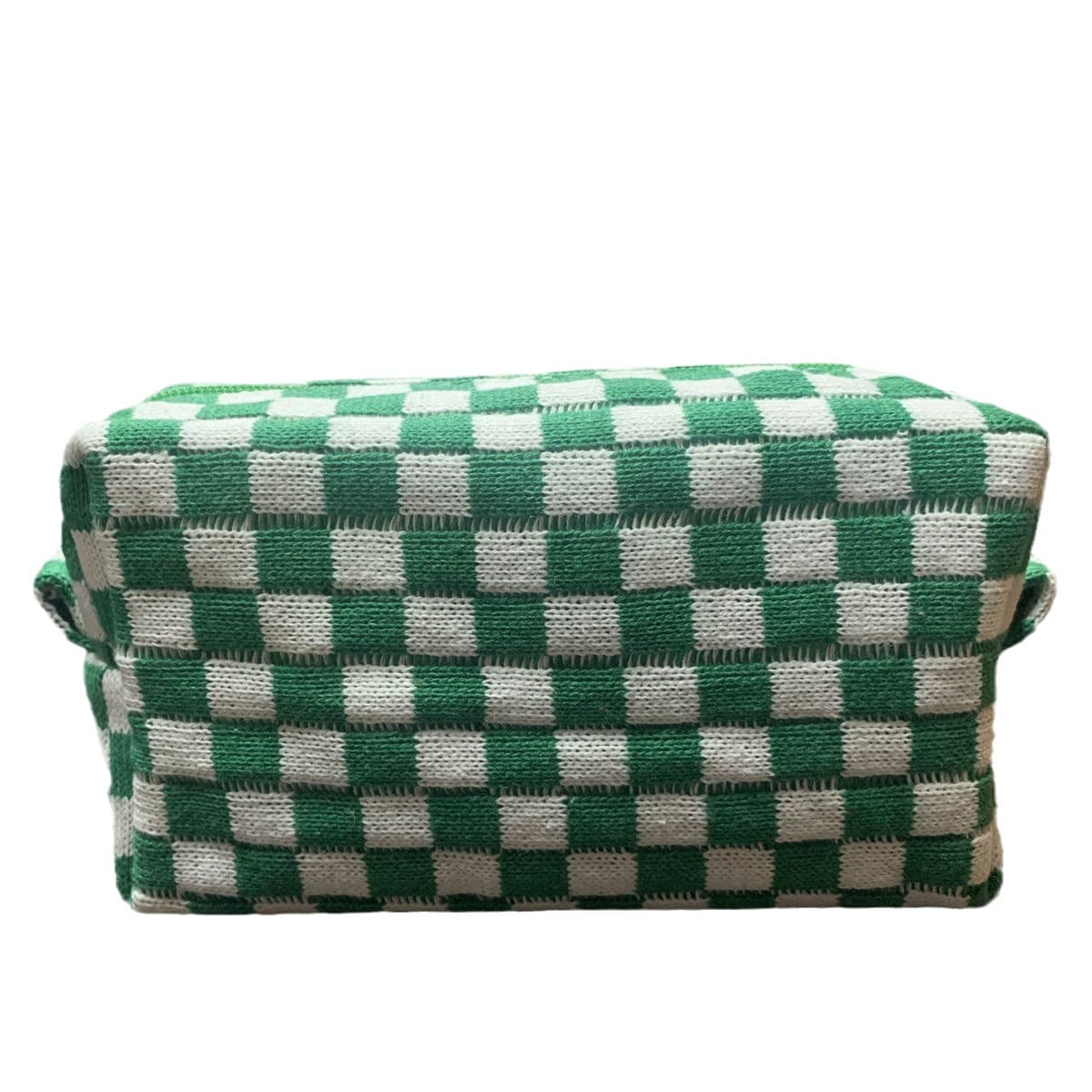 Wool Large Checkered Cosmetic Storage Bag with High Capacity thumbnail 6