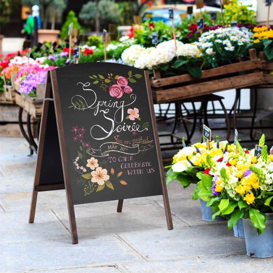 Wood Double-Sided Standing A-Frame Sidewalk Chalkboard Sign thumbnail 3