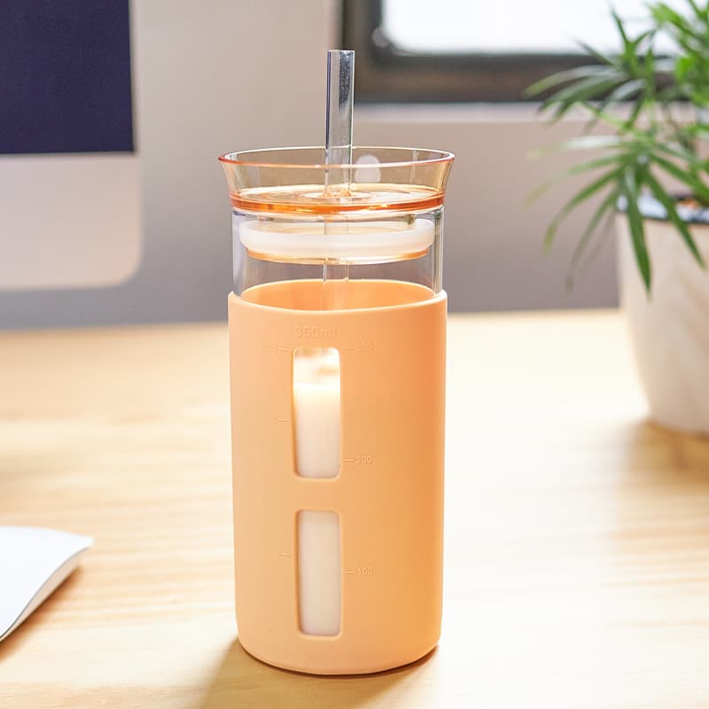 12/17Oz Glass Tumblr Coffee Cups With Straw thumbnail 7
