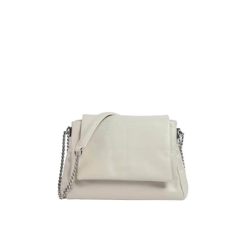 Genuine Leather Shoulder Tote bag with Hardware Chain thumbnail 5