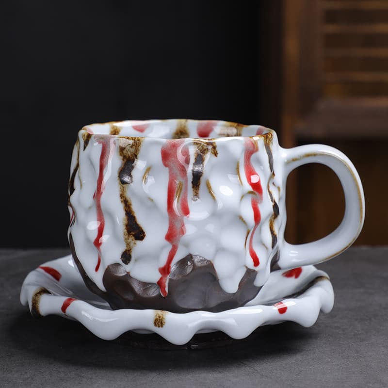 Hammered Pattern Coffee Cup and Saucer Set & Retro Mug thumbnail 10