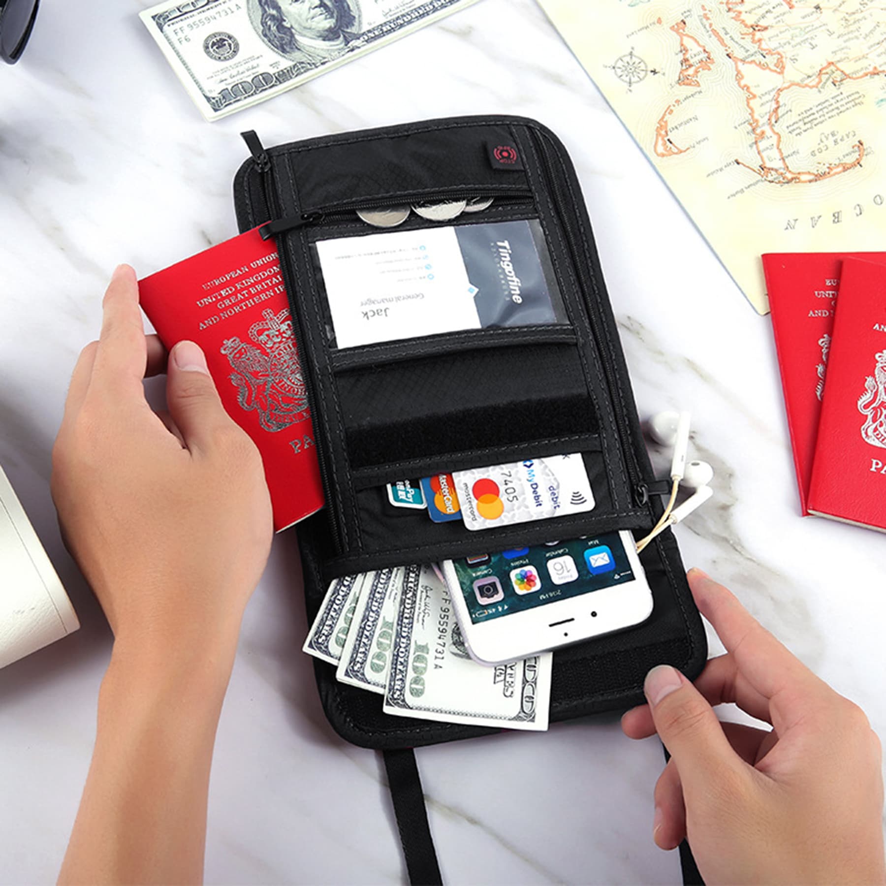 Nylon Multifunction Neck Wallet Badge Holder thumbnail 6