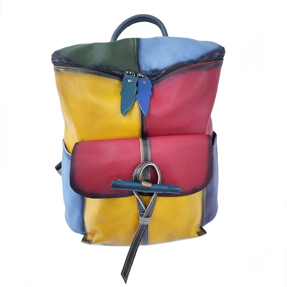 Genuine Leather Vintage contrast backpack thumbnail 2