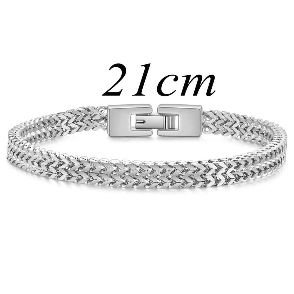 Men’S Stainless Steel Double Franco Chain Bracelet thumbnail 3