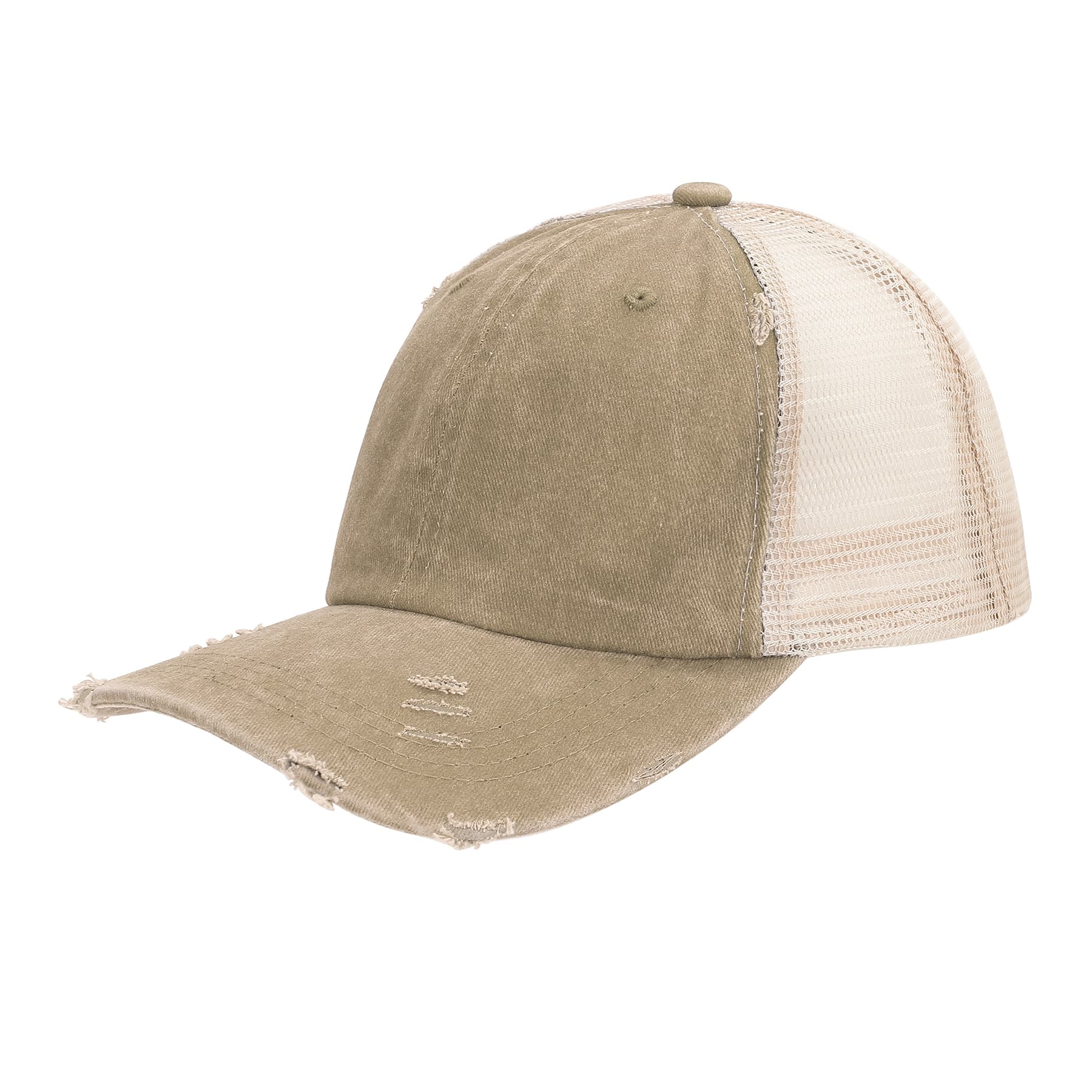 Adjustable Washed Cotton Ponytail Baseball Cap