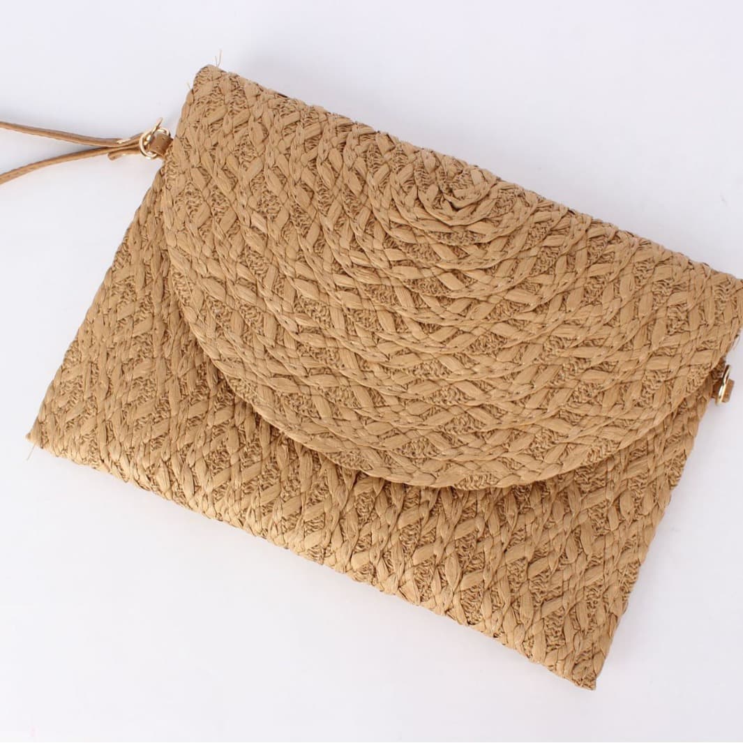 Natural Straw Bag Hand Woven Round Handle Handbags Retro thumbnail 6