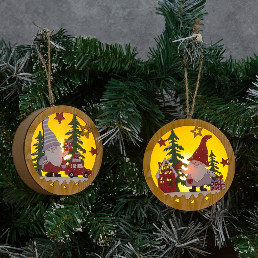 Christmas Wood Cutouts Pendants With Led Lights thumbnail 9