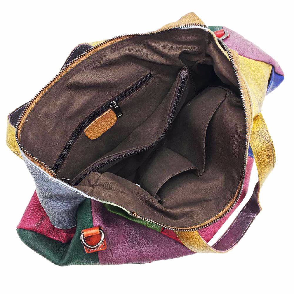 Genuine Leather Vintage contrasting tote cross-body bag thumbnail 2