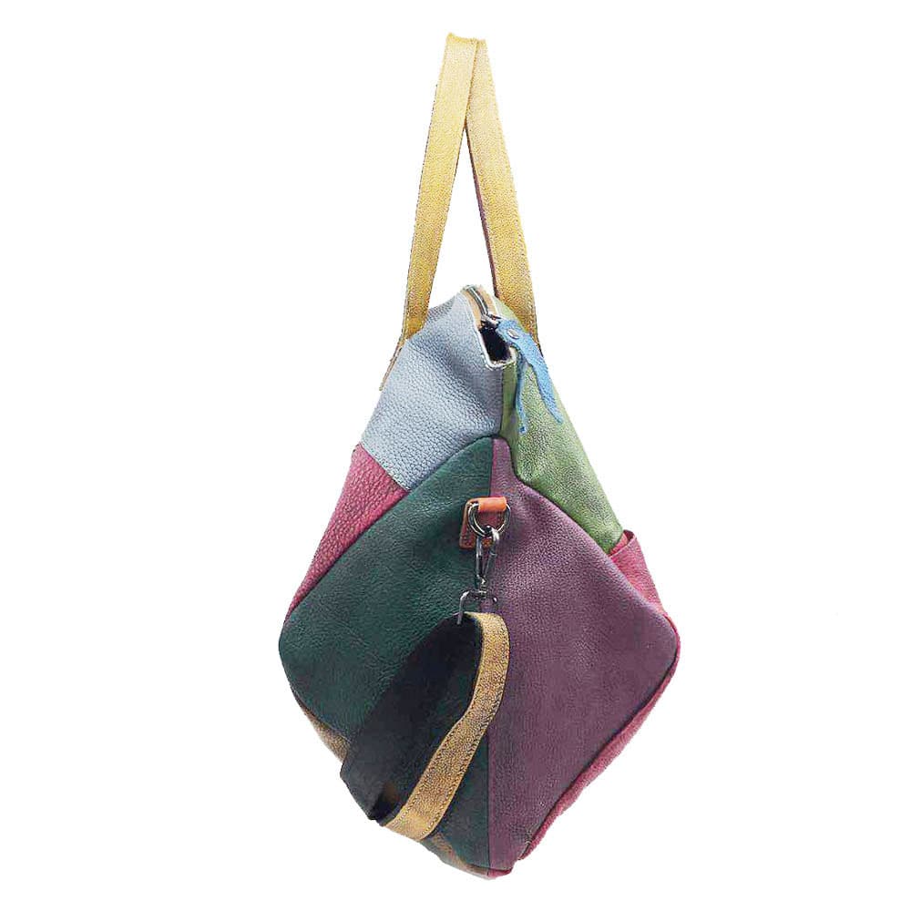 Genuine Leather Vintage contrasting tote cross-body bag thumbnail 5