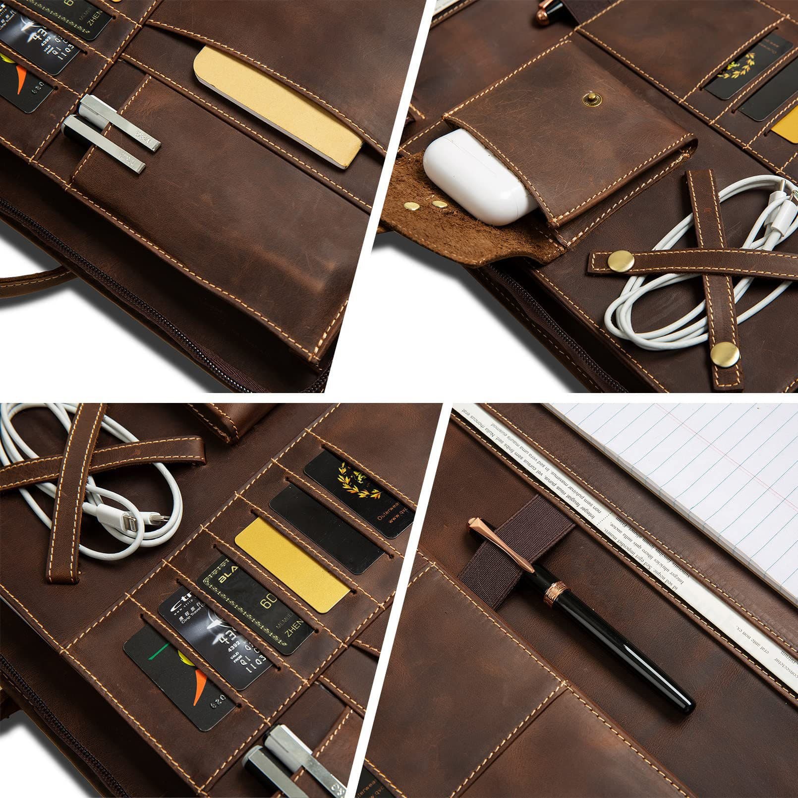 Personalized Genuine Leather Portfolio with Handle thumbnail 7