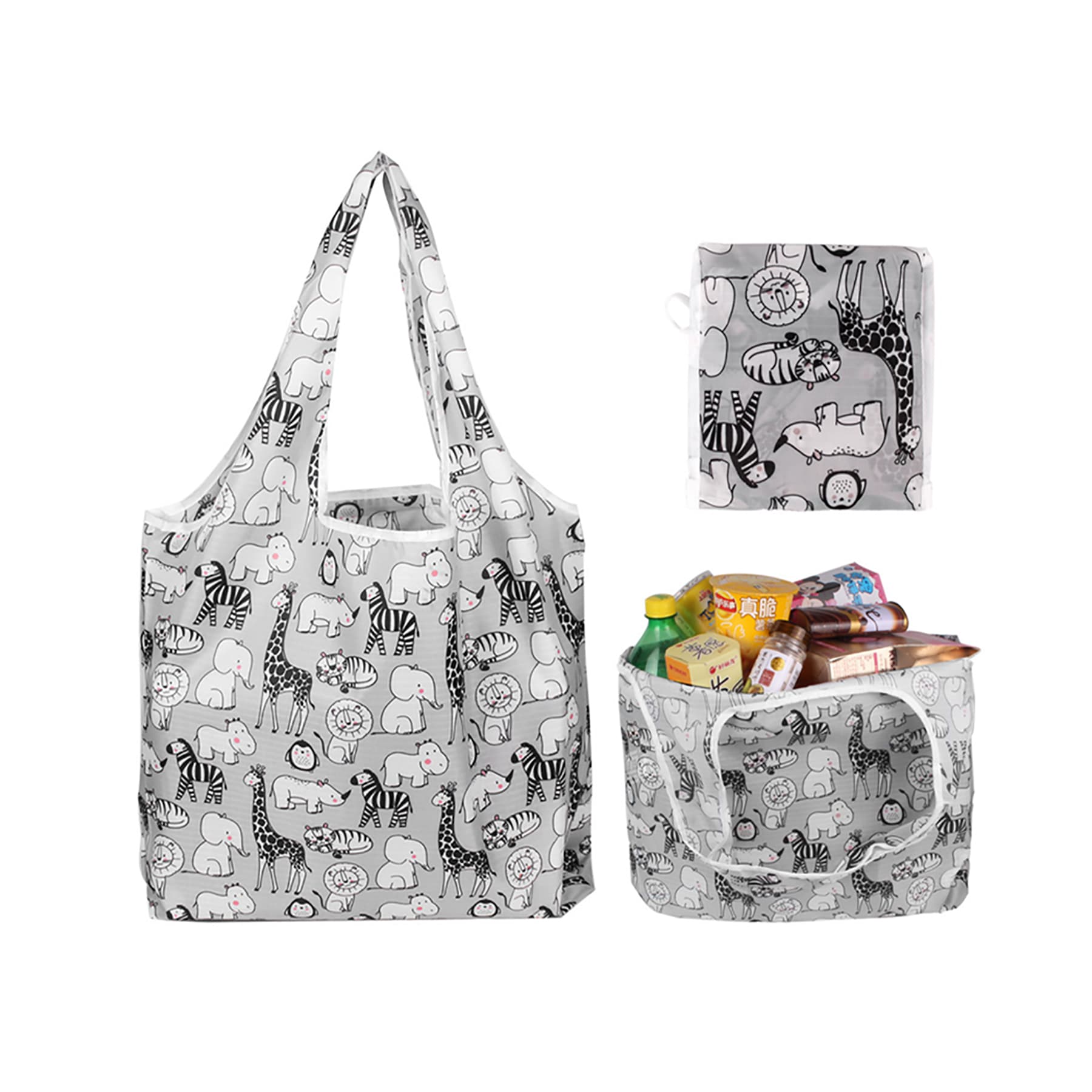 Foldable Nylon Grocery Tote with Full Color Sublimation thumbnail 2