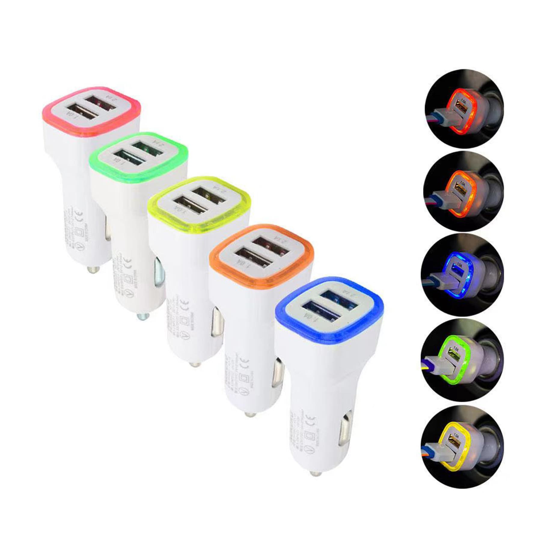 Dual Ports Led Light Square Usb Car Charger Adapter thumbnail 6