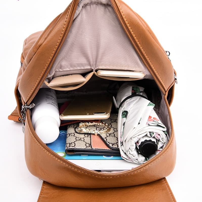 Large Capacity PU Leather Anti-theft Travel Backpack thumbnail 4