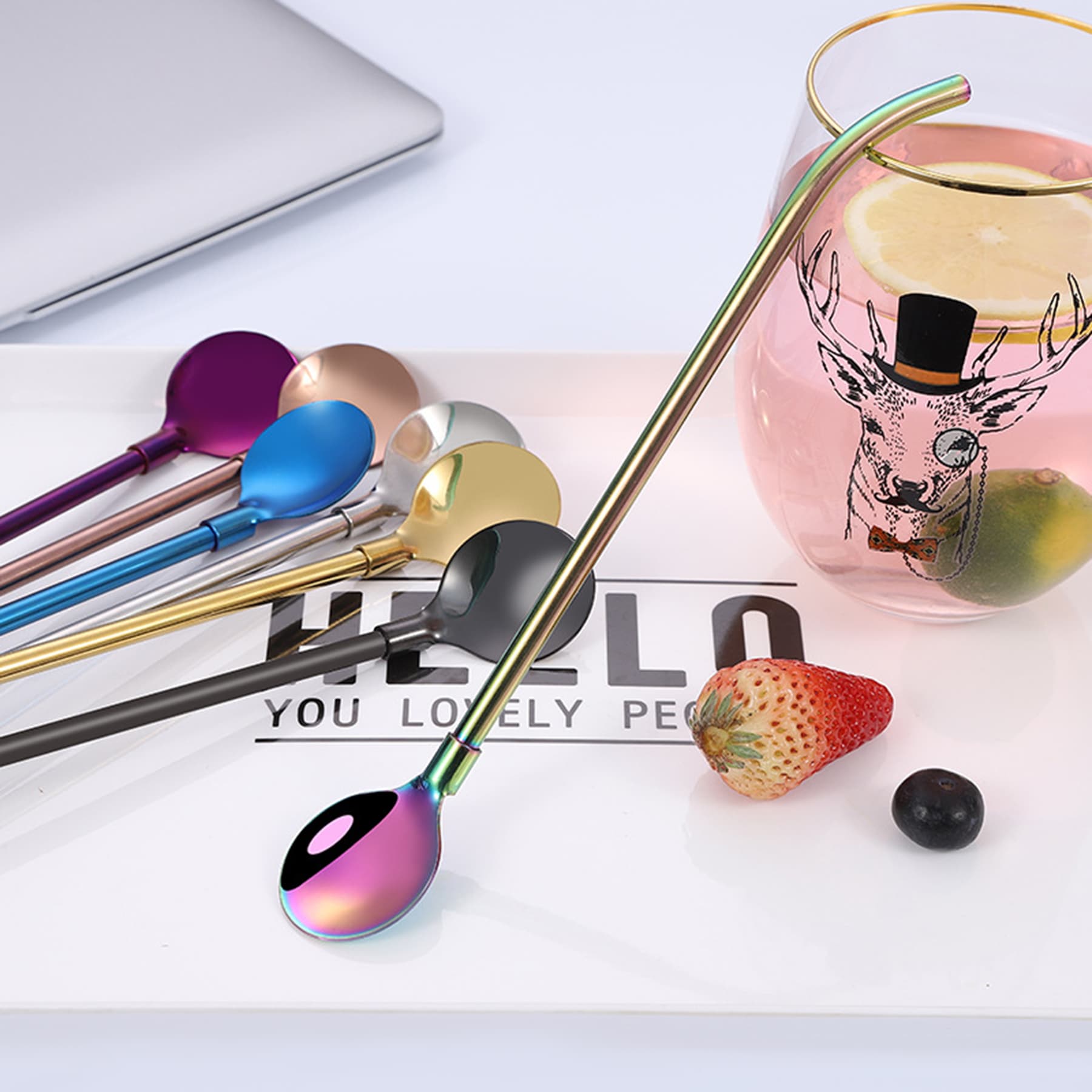 Reusable Stainless Steel Drinking Spoon Straws thumbnail 6