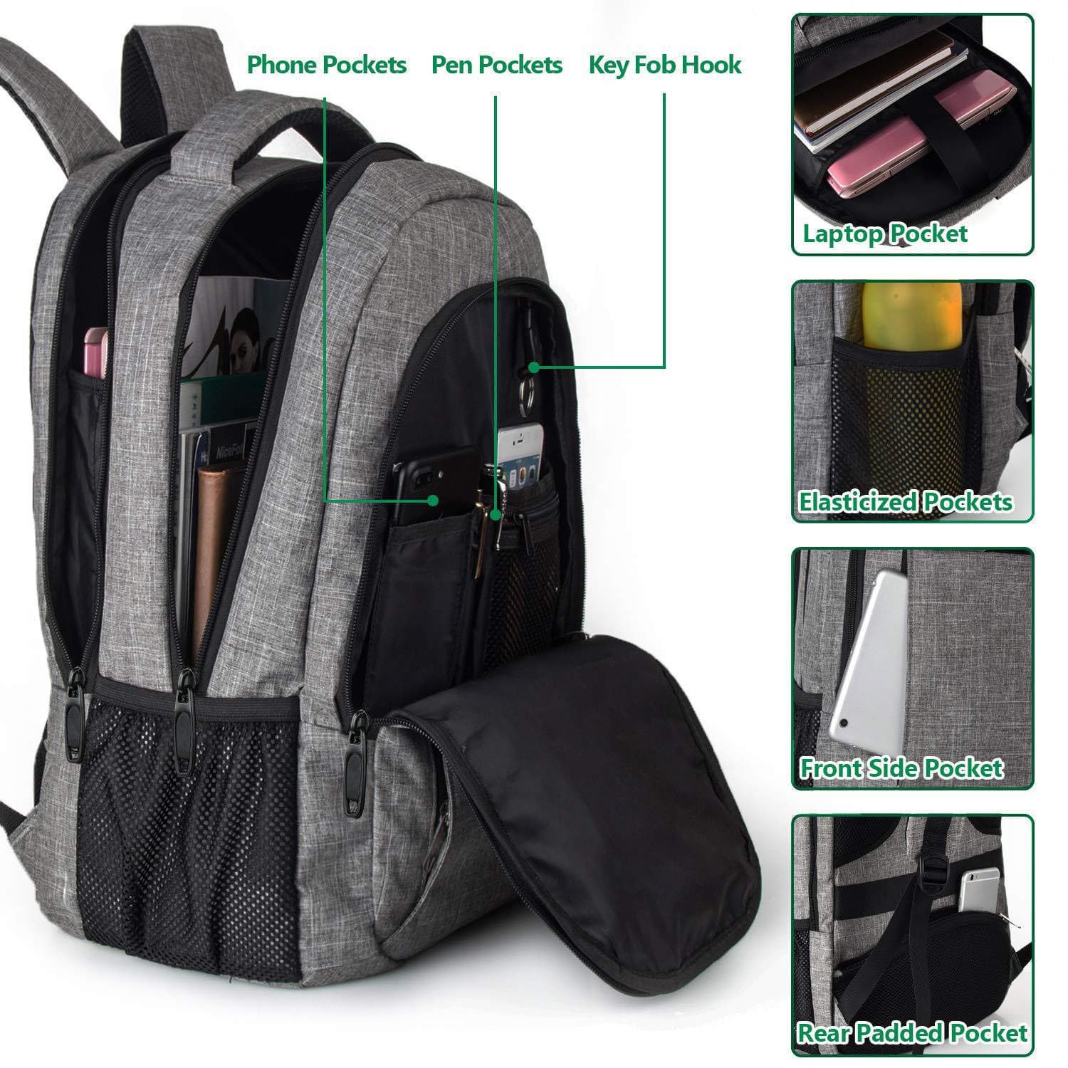 Anti Theft Simple Slim Travel Backpacks With Charging Port thumbnail 4
